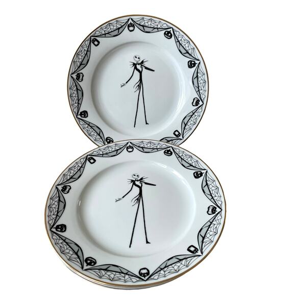4pc DISNEY Nightmare Before Christmas JACK SKELLINGTON Salad Plates Halloween - Picture 1 of 14